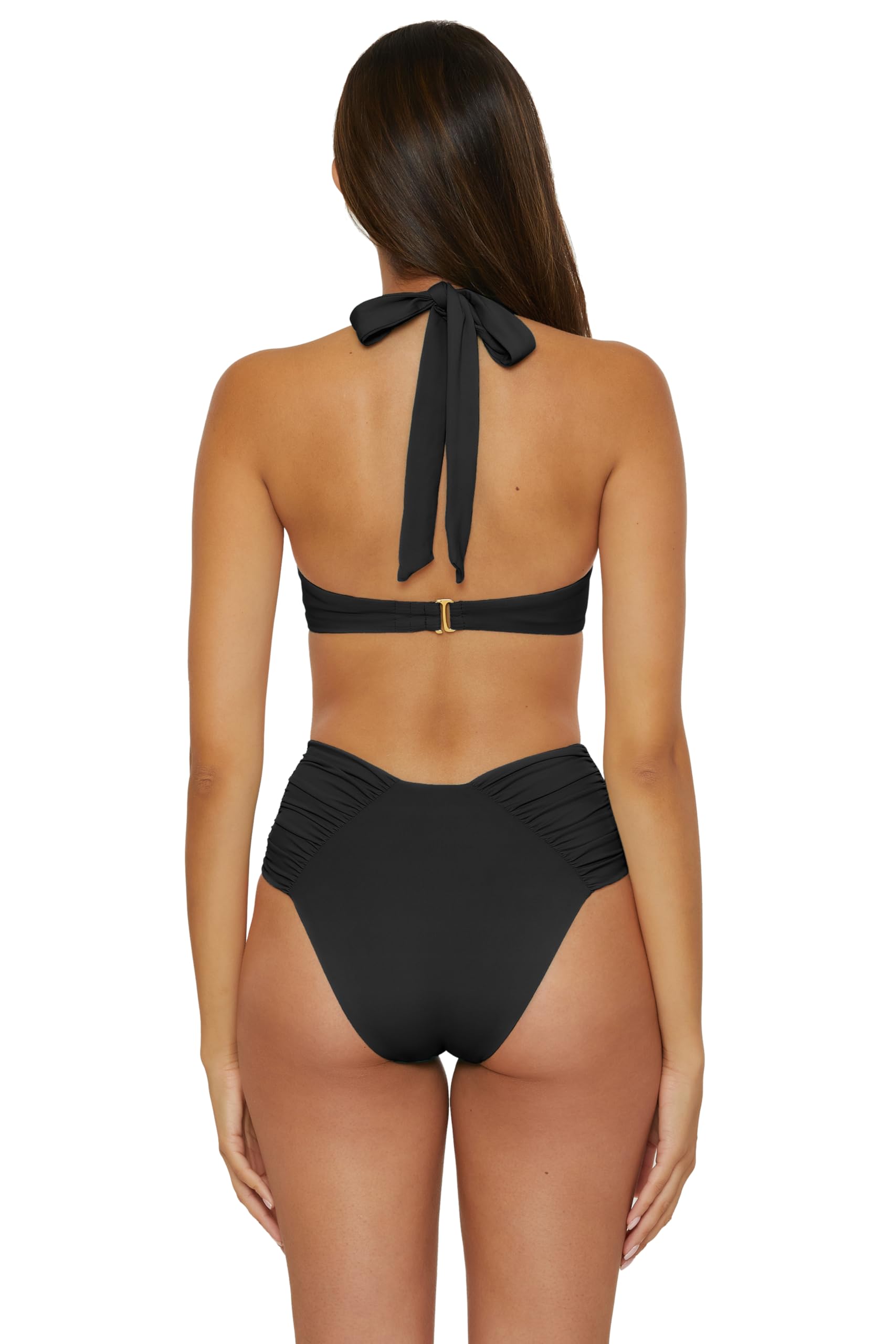 Becca Color Code - Women's Shirred Underwire Bikini Top, Adjustable, Tie Back, Swimwear Separates for Women, Black, D