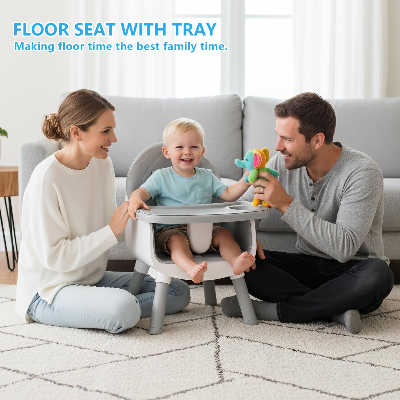 6 in 1 Baby High Chair for Babies and Toddlers, Booster Seat, Kids Learning Table & Chair (Grey)