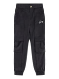 GUESS Girl's kids Sueded Nylon Cargo Pants, Jet Black, 16