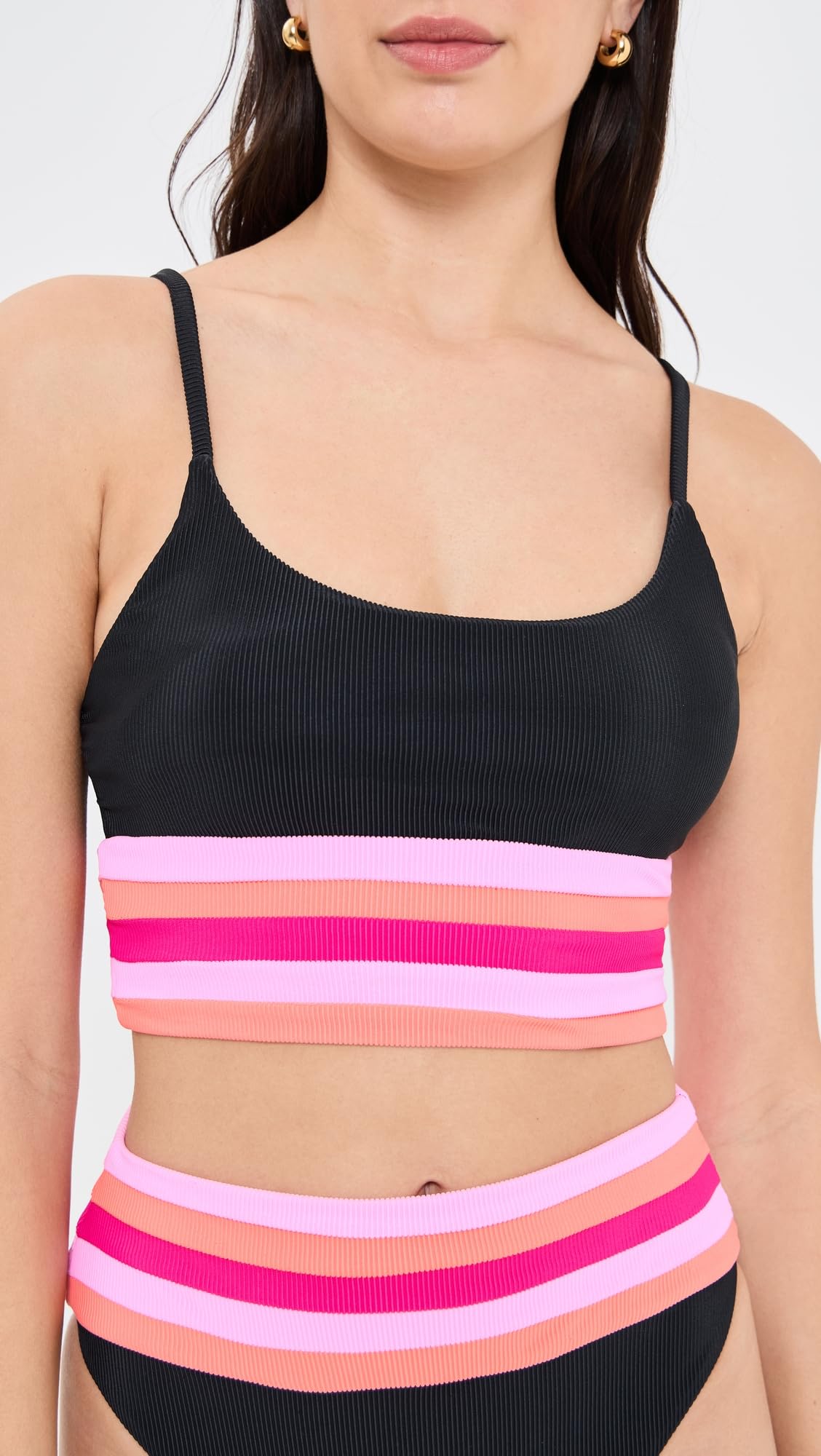Beach Riot Women's Mae Bikini Top, Ruby Colorblock, S