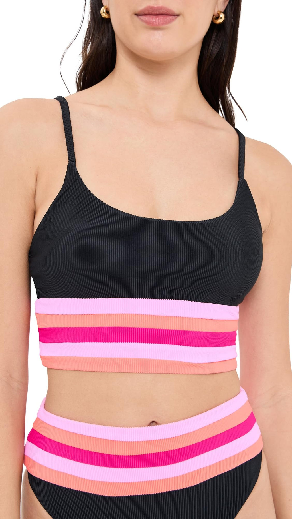Beach Riot Women's Mae Bikini Top, Ruby Colorblock, S