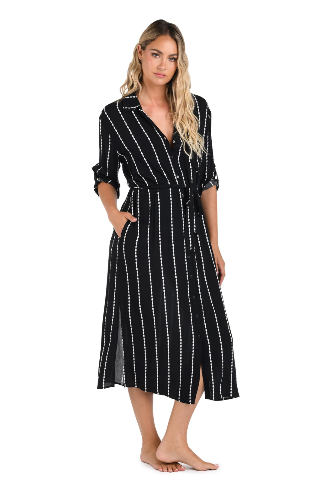 La Blanca Women's Maxi Dress Swimsuit Cover Up, Black//City Lights, Large