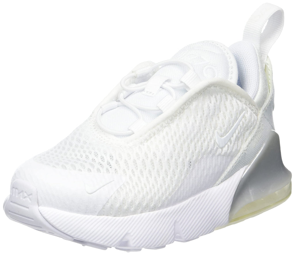Nike Baby/Toddler Air Max 270 Shoes, White/White/Metallic Silver sneakers