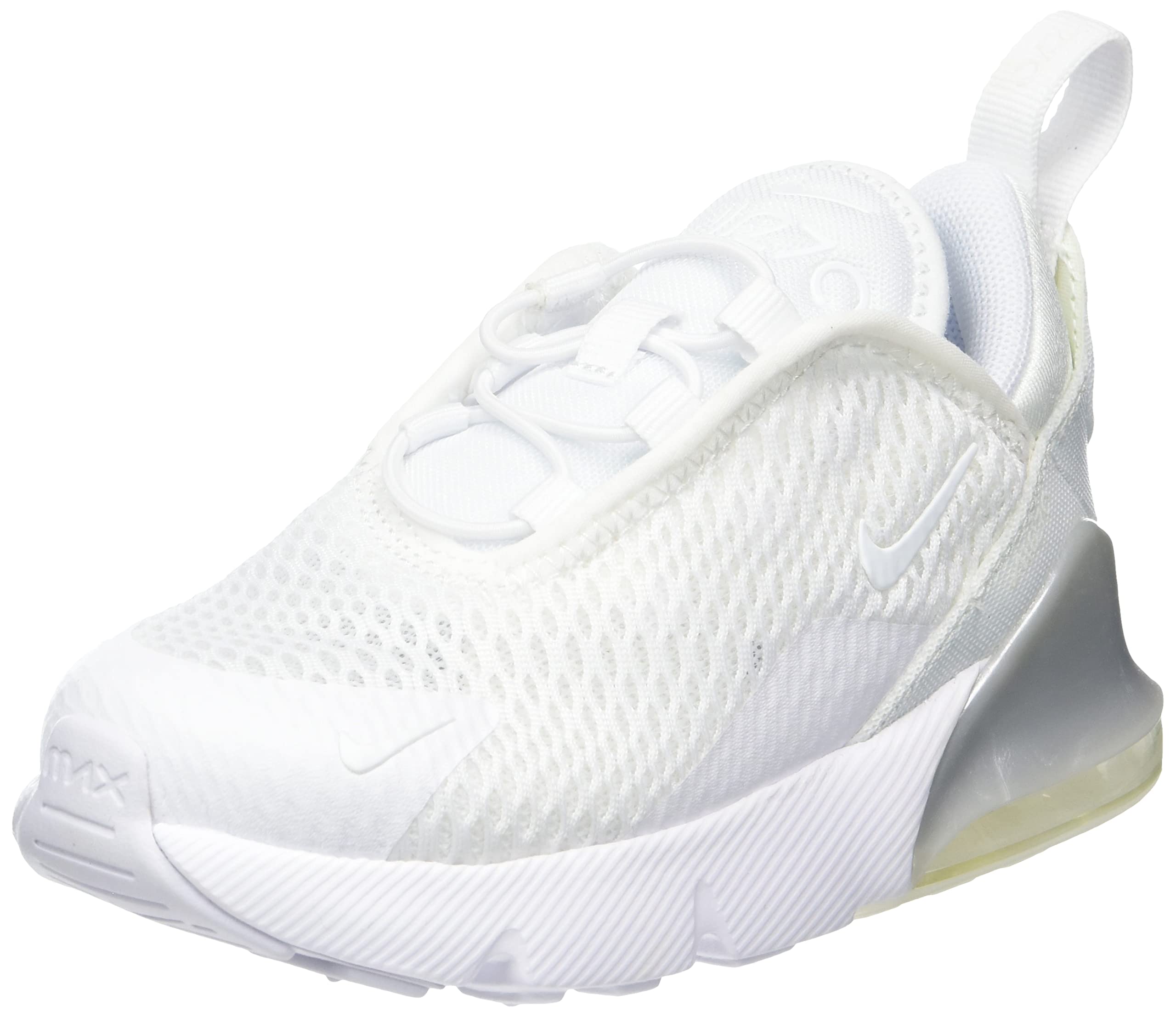 Nike Baby/Toddler Air Max 270 Shoes, White/White/Metallic Silver sneakers
