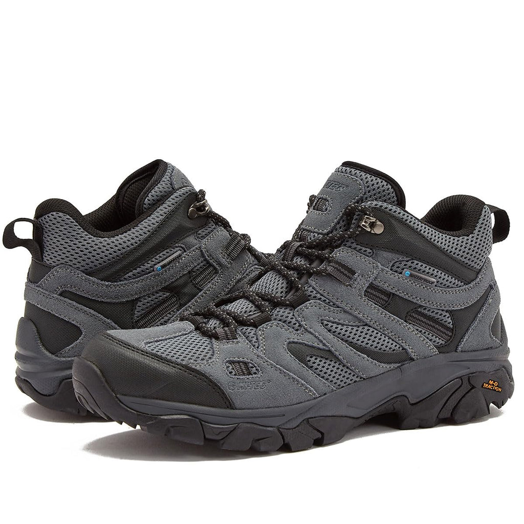 HI-TEC Ravus WP Mid Waterproof Hiking Boots for Men, Lightweight Breathable Outdoor Trekking Shoes - Dark Grey, 10 Medium