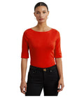Lauren Ralph Lauren, Womens, Stretch Cotton Boatneck Tee, Bright Vermilion