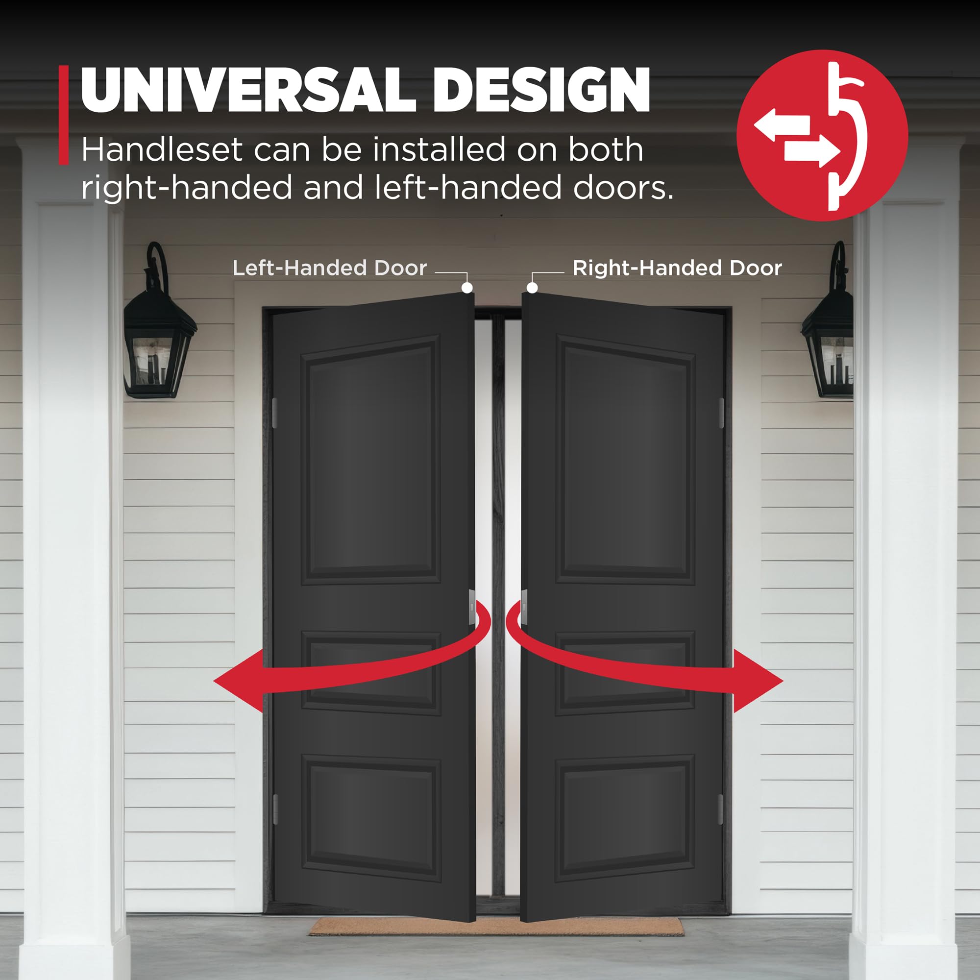 Kwikset Montara Front Door Lock Handle and Deadbolt Set, Entry Handleset Exterior with Interior Doorknob, Satin Nickel, Pick Resistant SmartKey Rekey Deadbolt Security, with Microban Protection