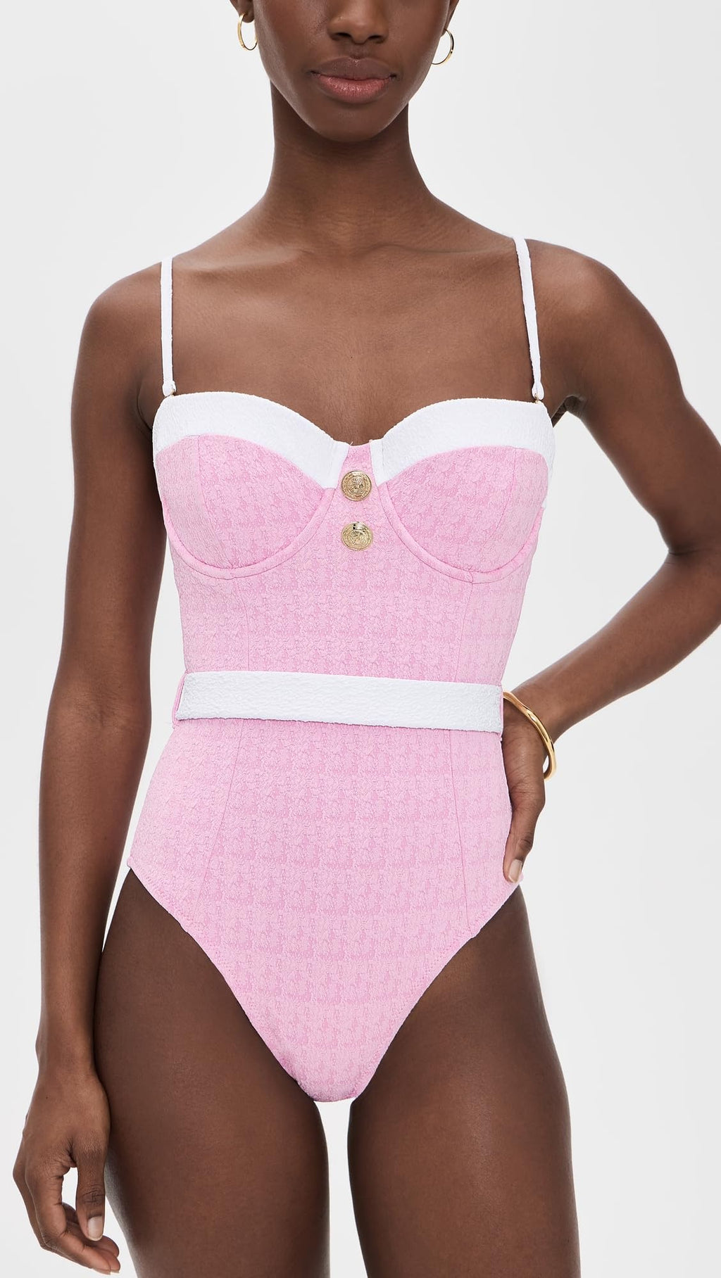 L'AGENCE Women's Amie Colorblock Chic One Piece Swim Suit, Blush, M