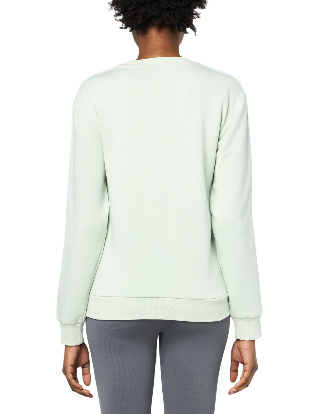 adidas Women's Essentials 3-Stripes Fleece Sweatshirt, Linen Green, Small