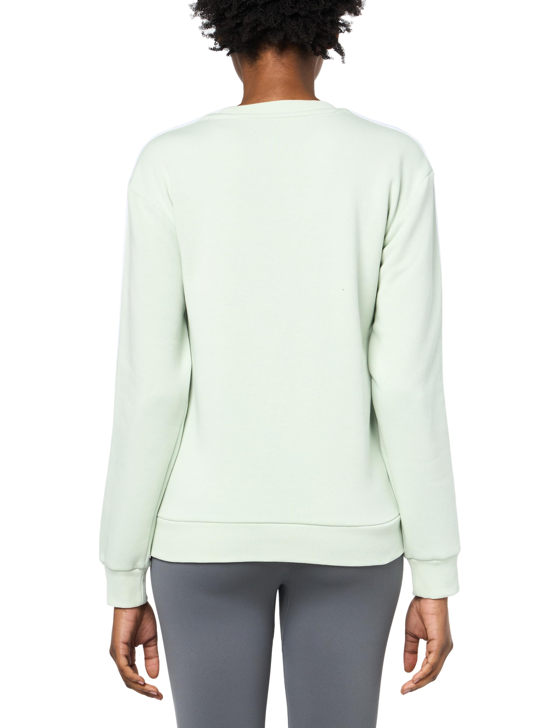 adidas Women's Essentials 3-Stripes Fleece Sweatshirt, Linen Green, Small
