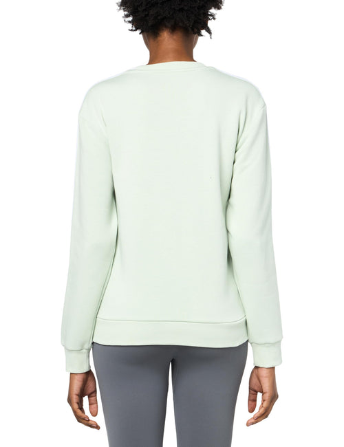 adidas Women's Essentials 3-Stripes Fleece Sweatshirt, Linen Green, Small