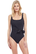 Gottex Womens Luna Square Neck One Piece Swimsuit, Black, 10 US