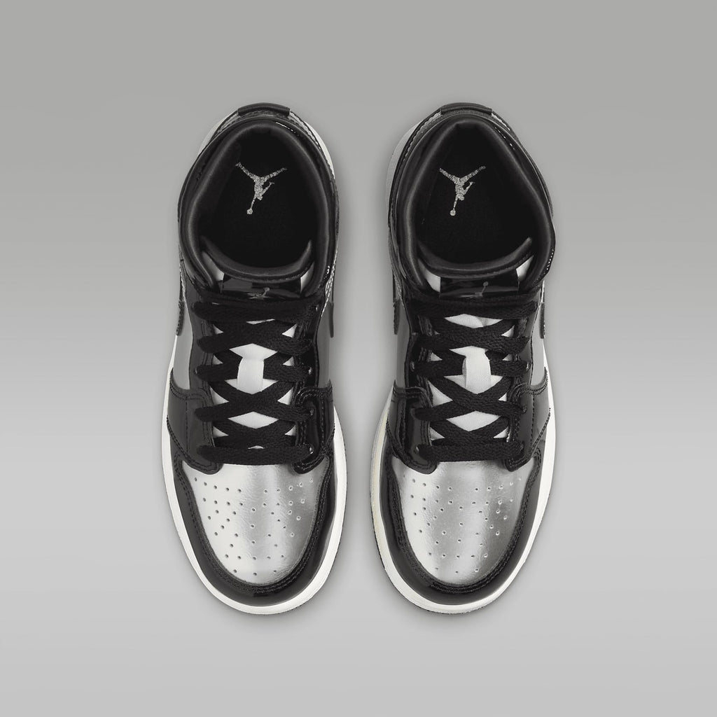 AIR JORDAN 1 MID SE (GS) "BLACK/METALLIC SILVER" size 5.5y new