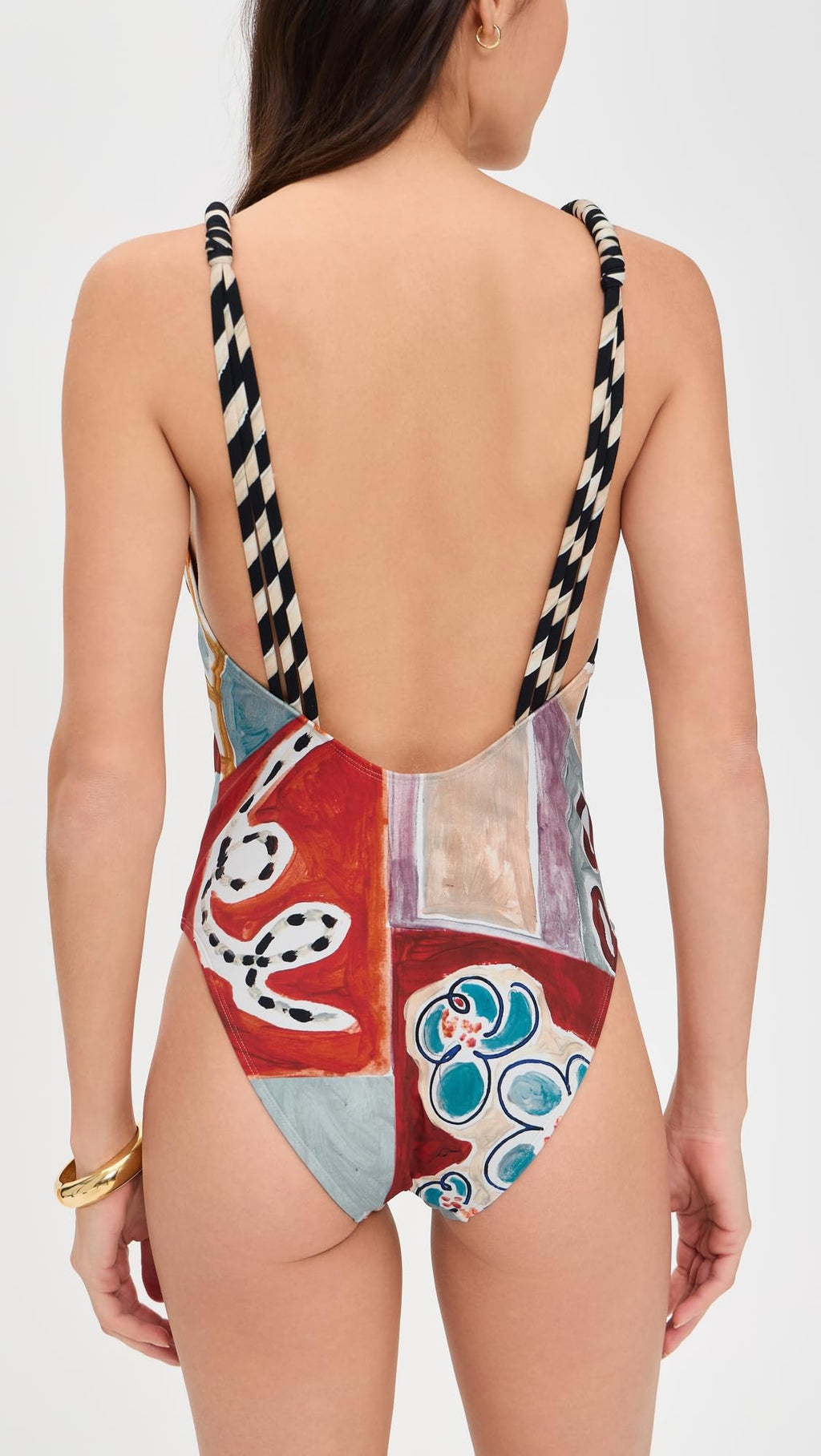 ALÉMAIS Women's Michelle V Neck One Piece, Multi, XL NO BELT