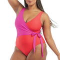 SUMMERSALT The Perfect Wrap One Piece Swimsuit, Hibiscus/Grapefruit