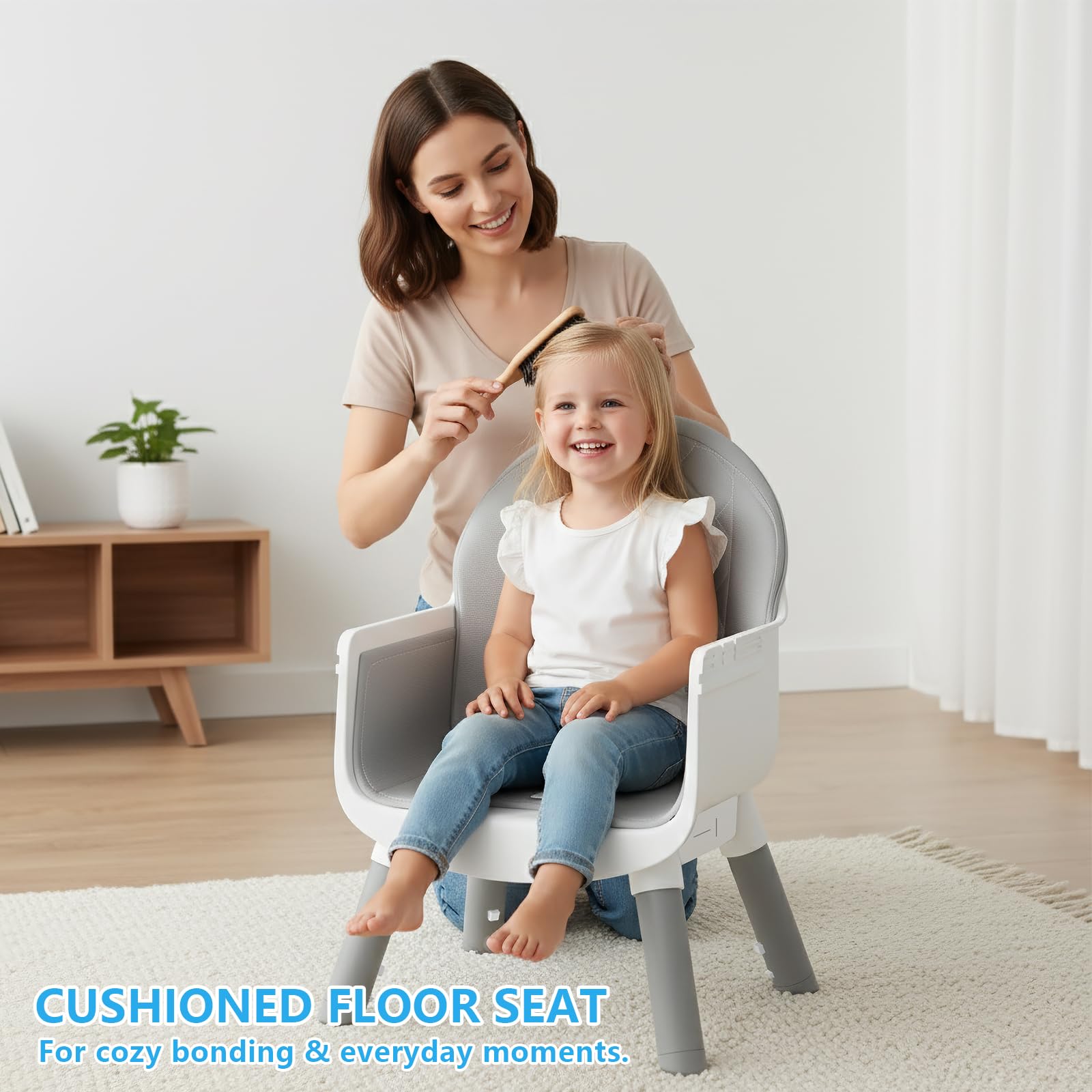 6 in 1 Baby High Chair for Babies and Toddlers, Booster Seat, Kids Learning Table & Chair (Grey)