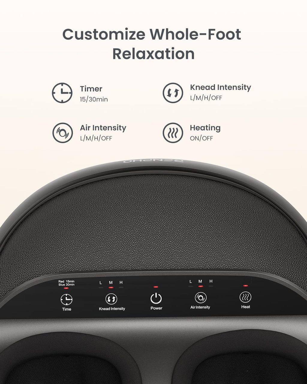 RENPHO Full Foot Massager Machine, 2026 Upgraded Shiatsu Foot Massager with Heat, FSA Eligible HSA Store Eligible, Plantar Fasciitis Massager, Birthday Gifts for Women Mom Men Dad, Fits Up to Size 12
