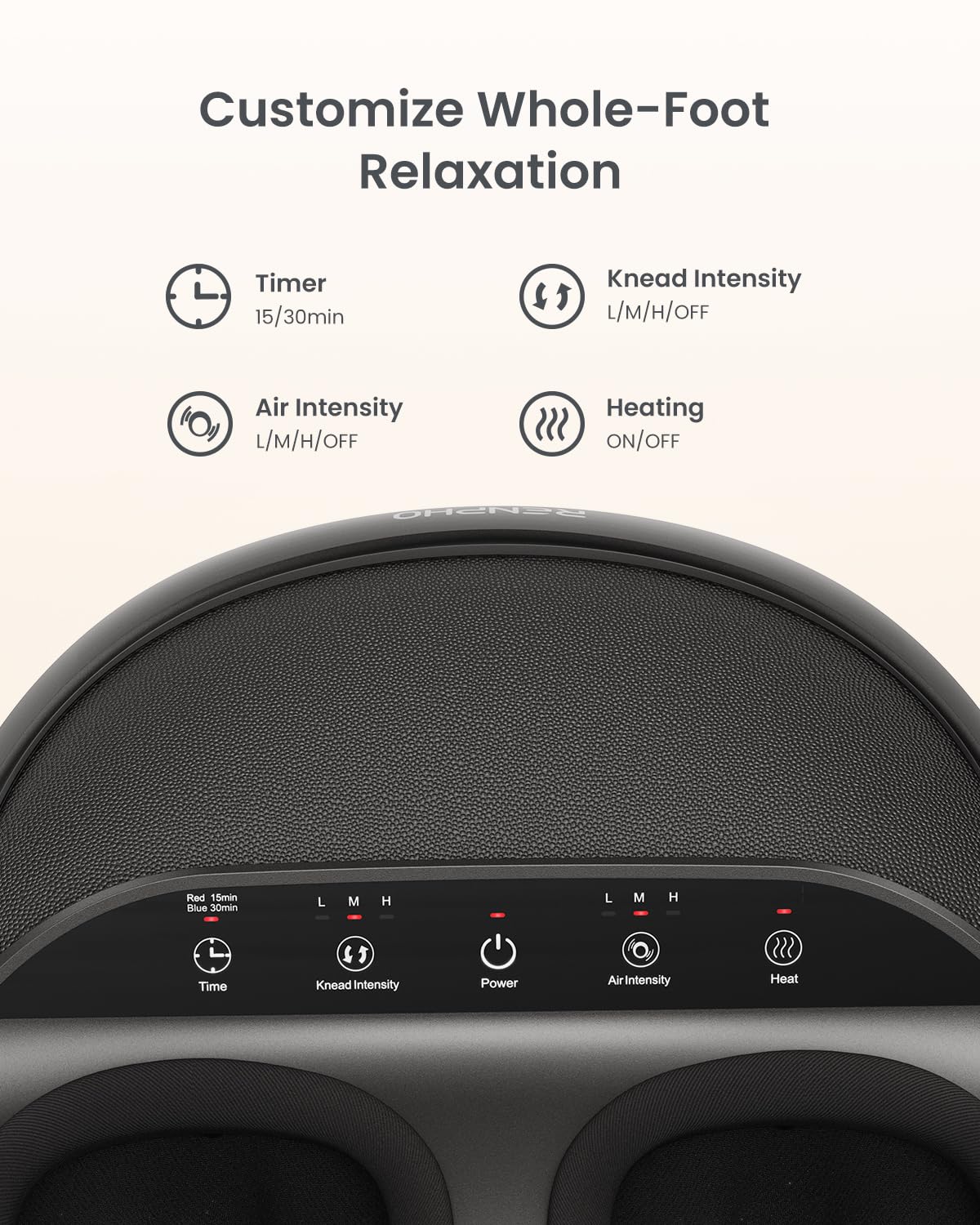 RENPHO Full Foot Massager Machine, 2026 Upgraded Shiatsu Foot Massager with Heat, FSA Eligible HSA Store Eligible, Plantar Fasciitis Massager, Birthday Gifts for Women Mom Men Dad, Fits Up to Size 12