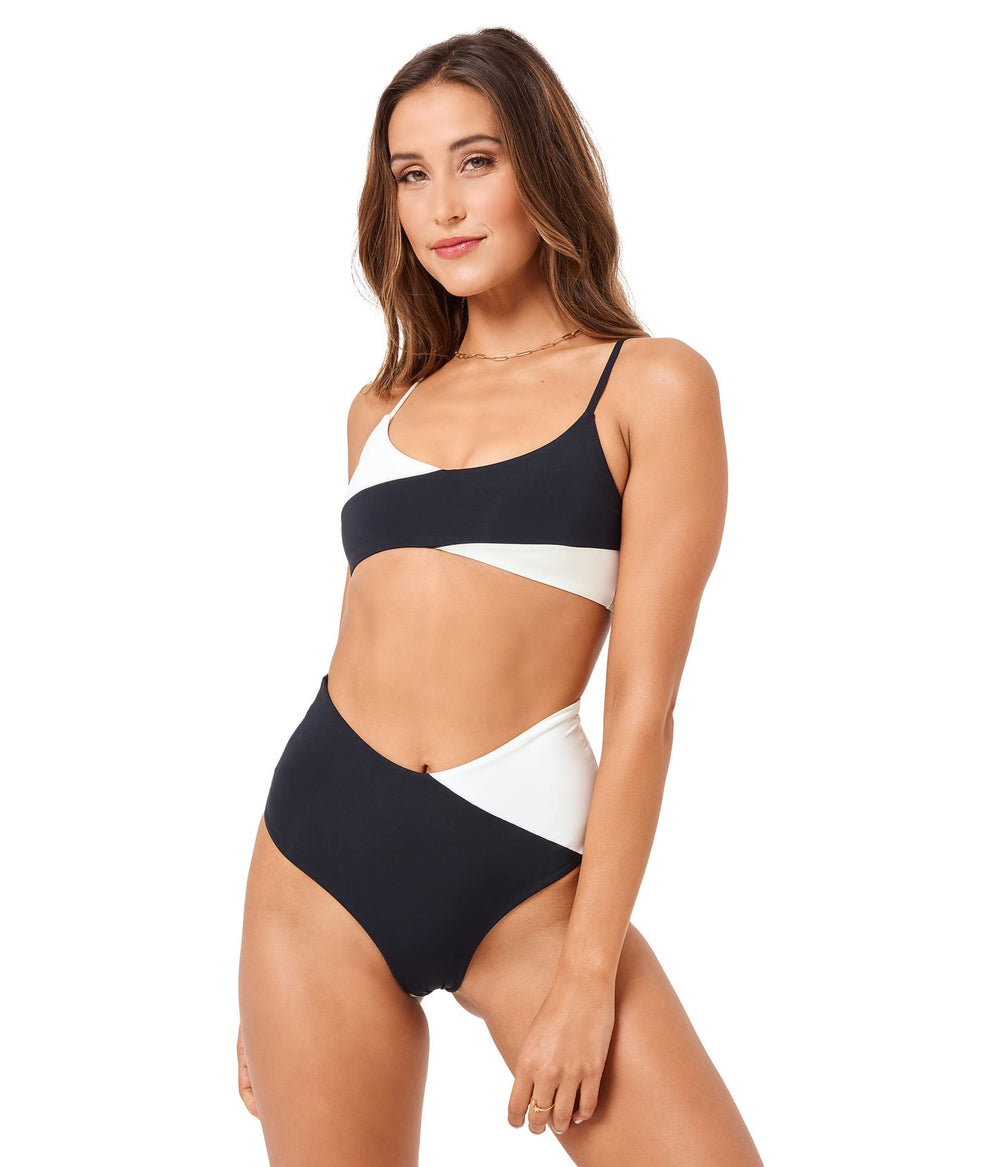 L*Space Women's High Tide Bottom Clasic Black/Cream XL