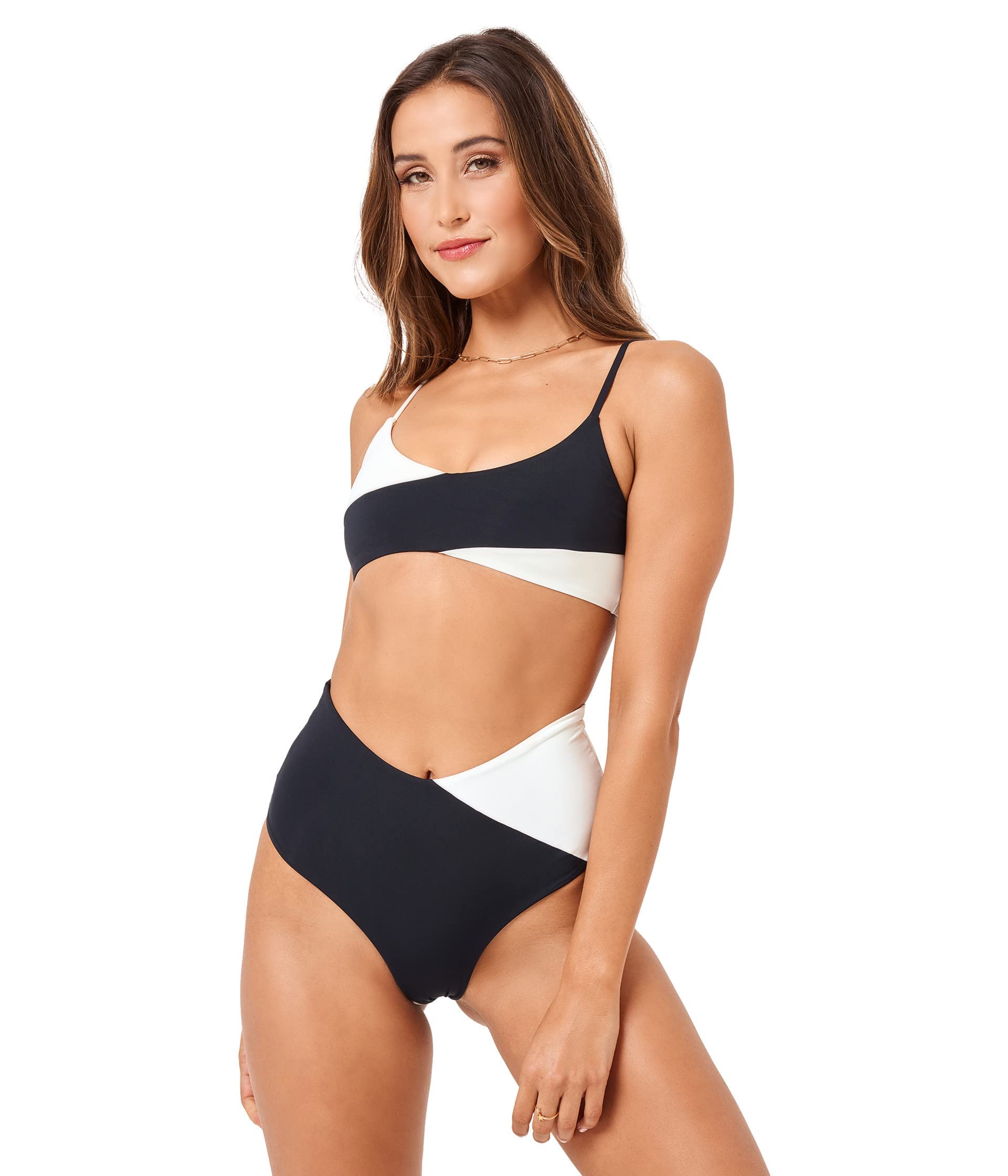 L*Space Women's High Tide Bottom Clasic Black/Cream XL