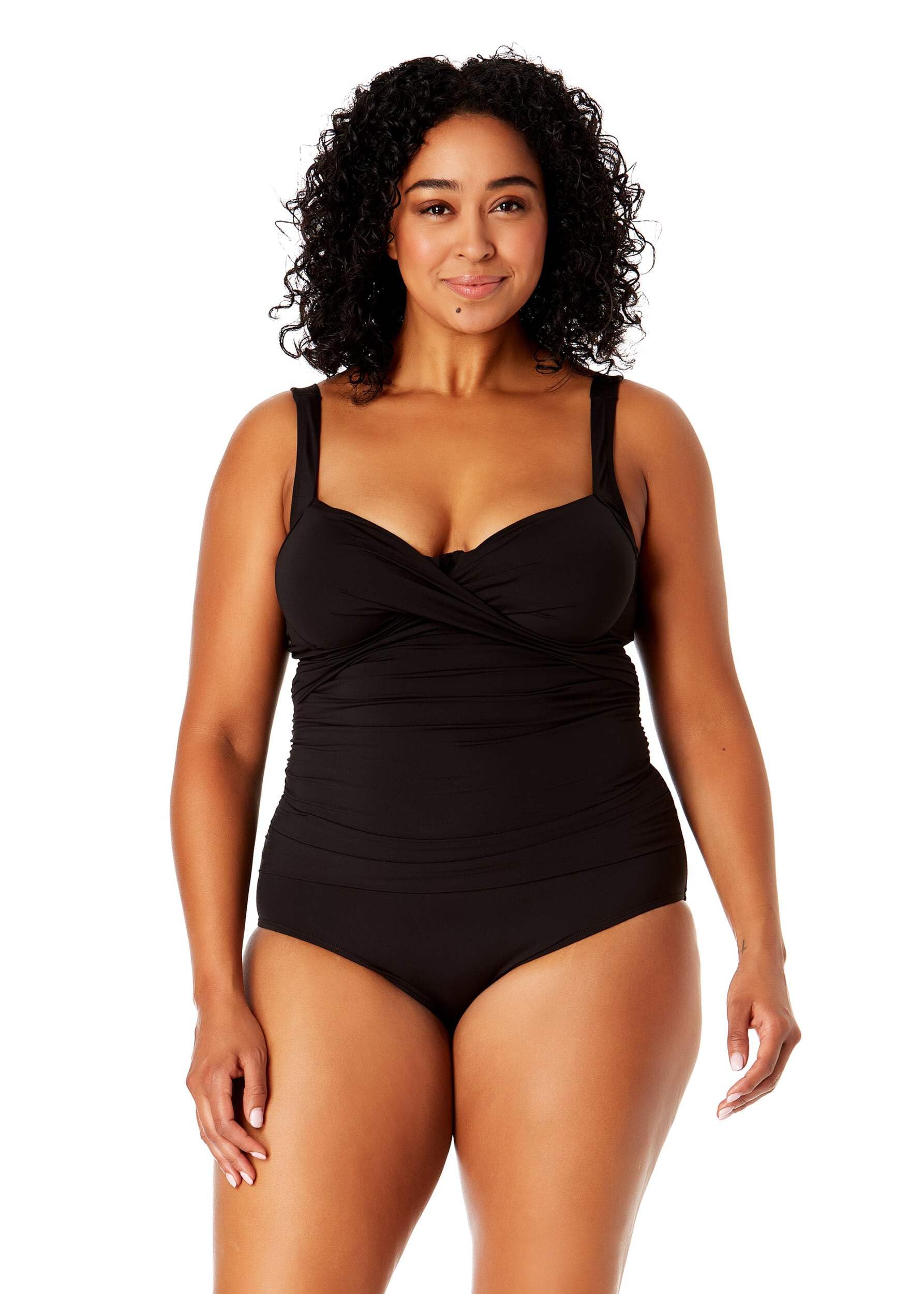 Women's Plus Size Live In Color Underwire Surplice One Piece Swimsuit