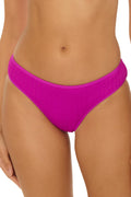 BECCA Crinkle Crush - Women's Hipster Bikini Bottom, Cheeky Coverage, Swimwear Separates for Women, Hibiscus, X-Small