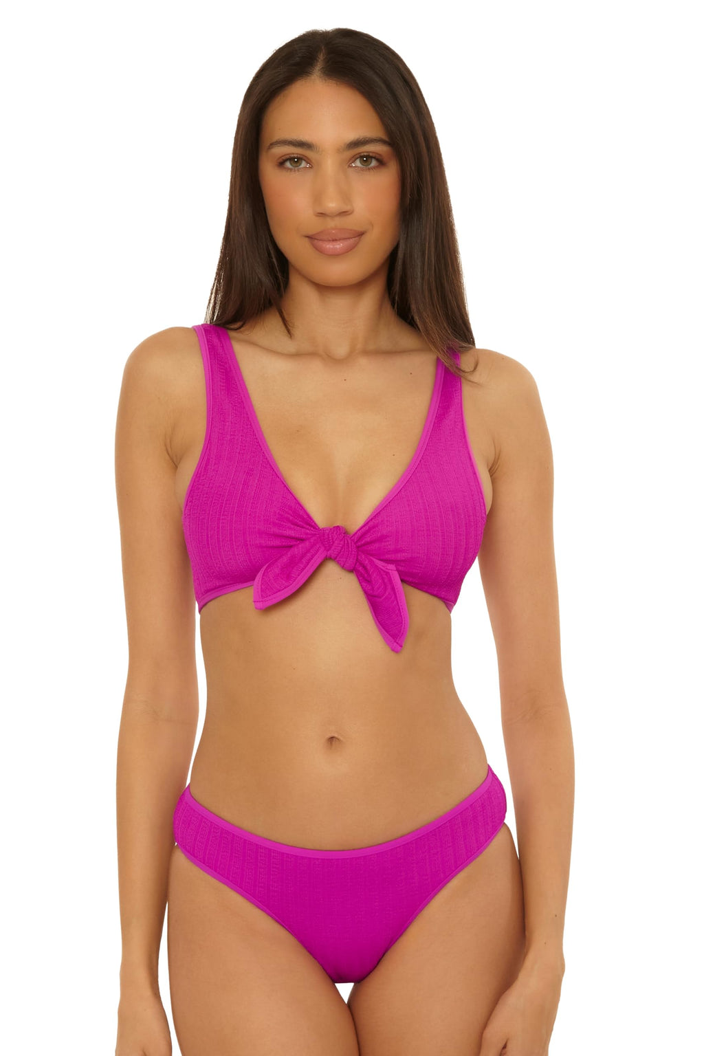 BECCA Crinkle Crush - Women's Hipster Bikini Bottom, Cheeky Coverage, Swimwear Separates for Women, Hibiscus, X-Small