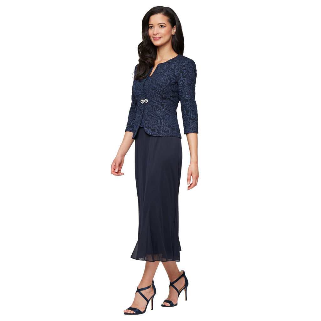 Alex Evenings Women's Tea Length Jacket Dress, Perfect for Weddings, Formal Events