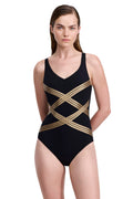 Gottex Embrace One Piece Swimsuit- Built-in Soft Cups, Tummy Control, sz 16 Front and Back Lining, Classic Bottom Coverage
