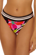 Trina Turk Bougainvillea - Women's Banded Hipster Bikini Bottom, Floral Print, Cheeky Coverage, Swimwear Separates for Women, Multicolor, 8