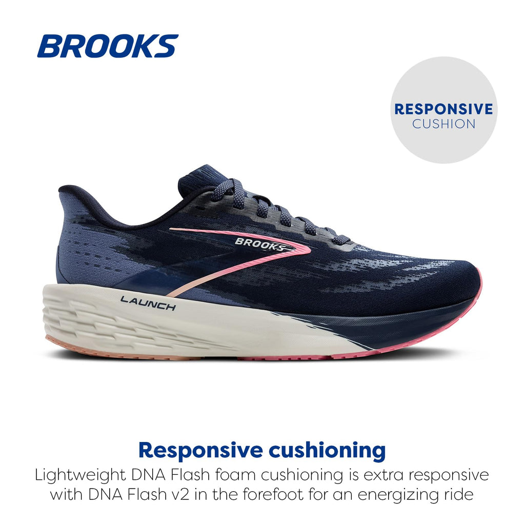 Brooks Women’s Launch 11 Neutral Running Shoe - Peacoat/Blue/Peach - 8.5 Medium