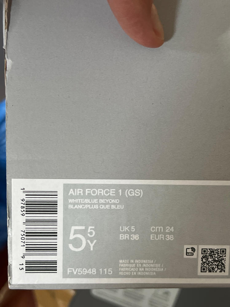 Nike Air Force 1 Big Kids' Shoes (FV5948-115, White/Gum Light Brown/Blue Beyond) Size 5.5y, 5y, 6.5y, 7y,