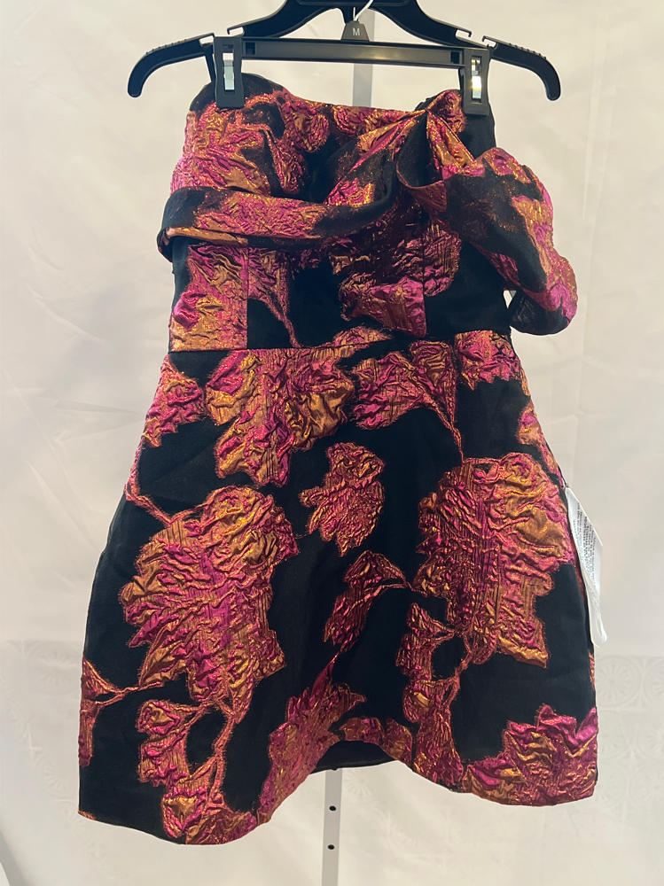 Dress the Population Olive Floral Jacquard Off the Shoulder Cocktail Minidress
