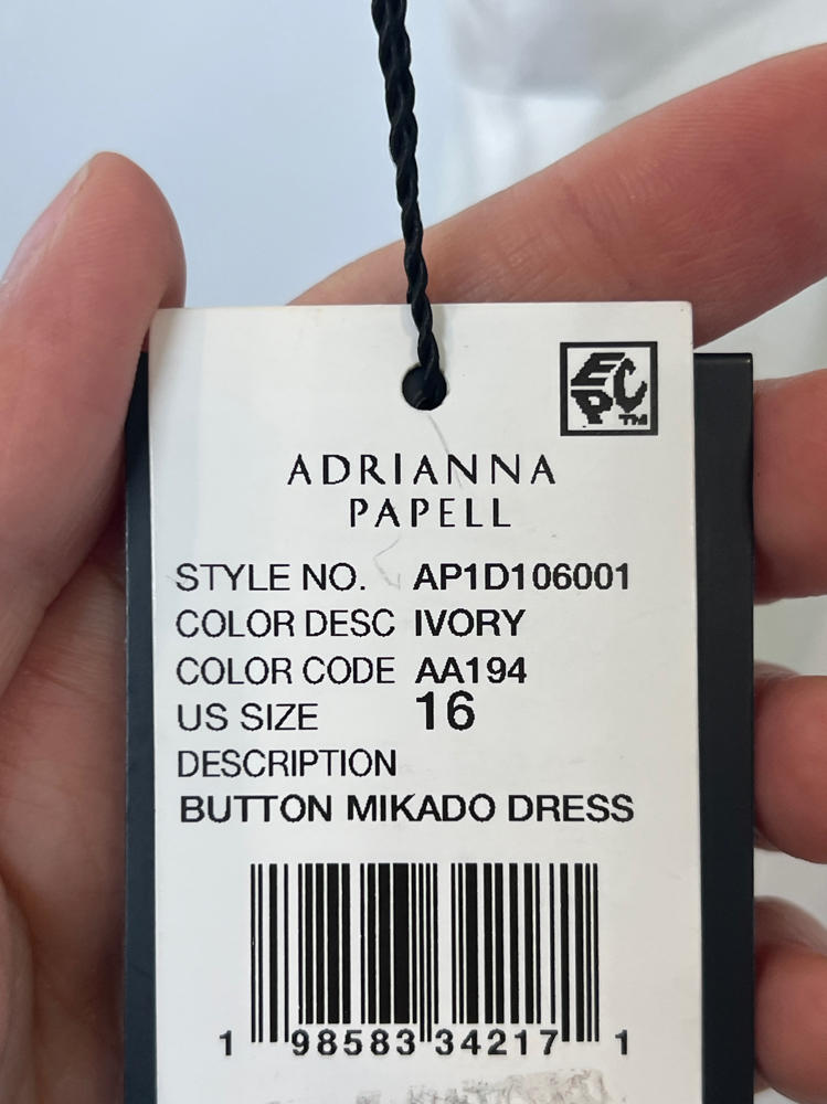 Adrianna Papell Women's Button Mikado Dress, Ivory midi