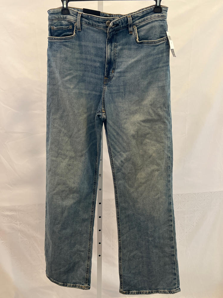 Lauren Ralph Lauren, Womens, High-Rise Wide-Leg Jeans, Alicia Wash, Size: 12, Inseam: 32.5
