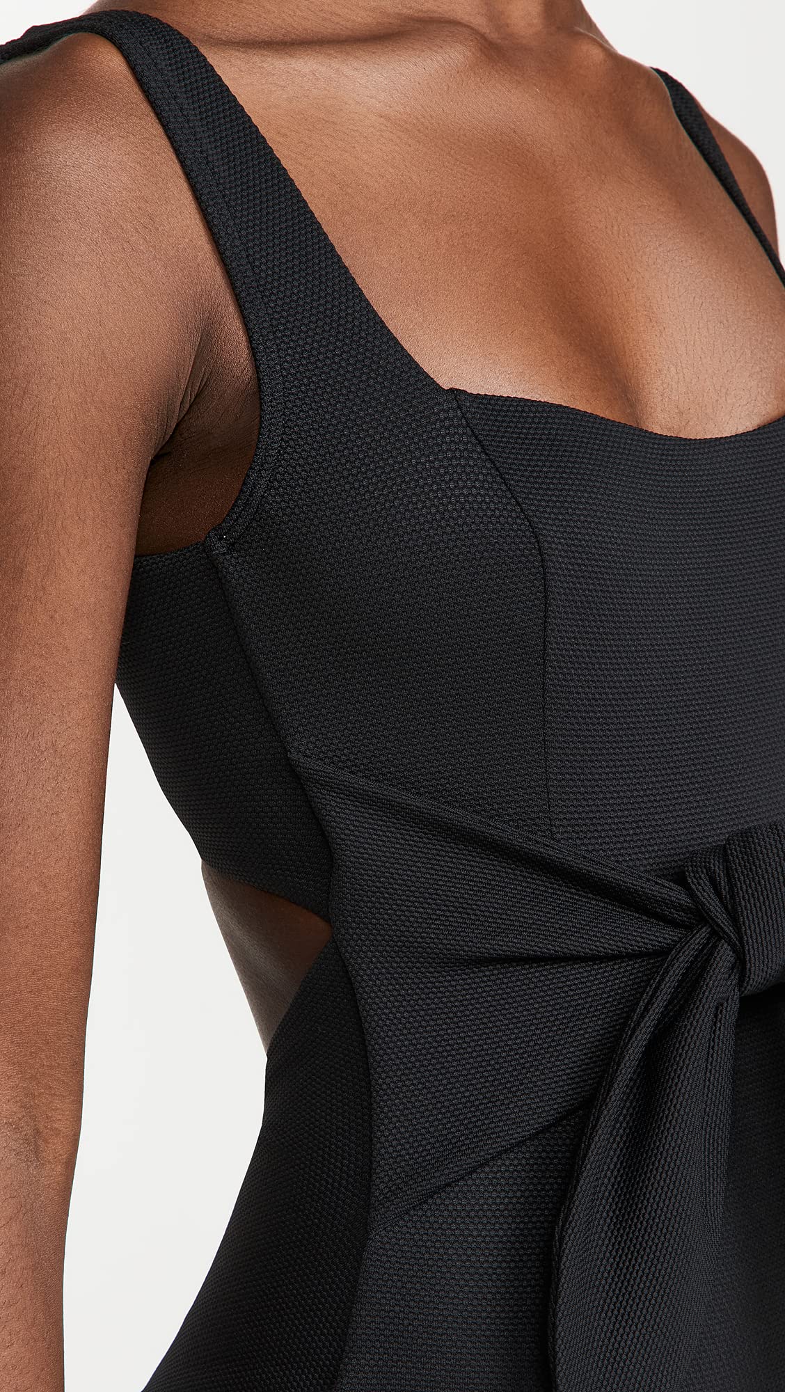 L*Space Balboa One Piece Swimsuit for Women, Square Neck, Customizable Fit with Adjustable Tie Waist, Back and Straps, Black, M