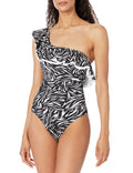 Profile by Gottex Black Swan One Shoulder Ruffle One Piece