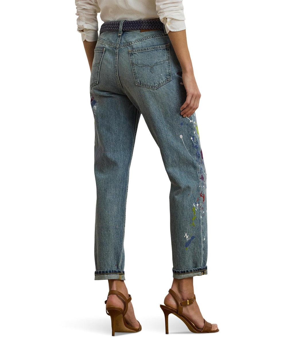 Lauren Ralph Lauren Womens Print Boyfriend Tapered Ankle Jeans Alicia Wash 12 Inseam: 28