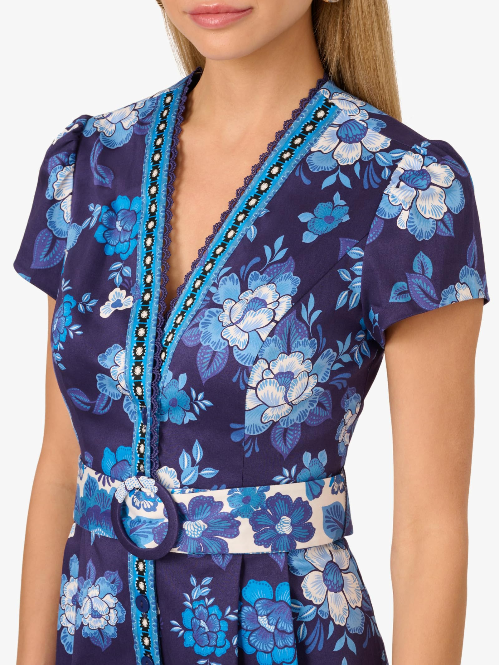 Adrianna Papell Day Women's Printed Romper, Blue Multi, 12