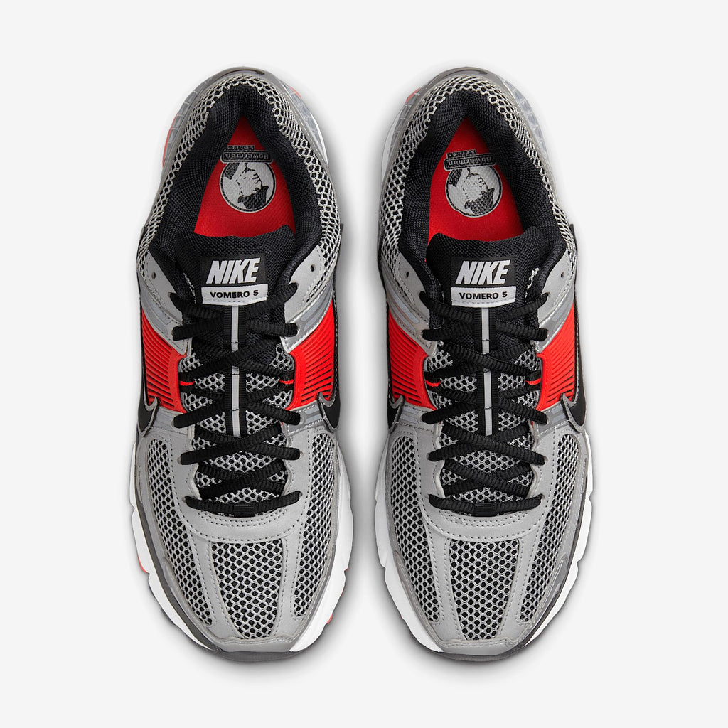 Nike Zoom Vomero 5 Men's Shoes (FJ4151-005, Metallic Silver/Flat Silver/Light Crimson/Black) Size 8.5