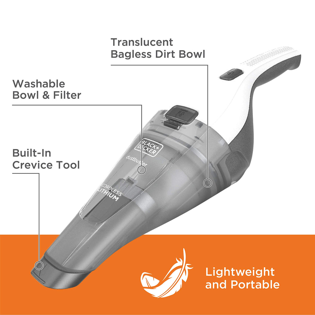 BLACK+DECKER dustbuster Handheld Vacuum, Cordless, White (Model HNVC220BCZ10FF)