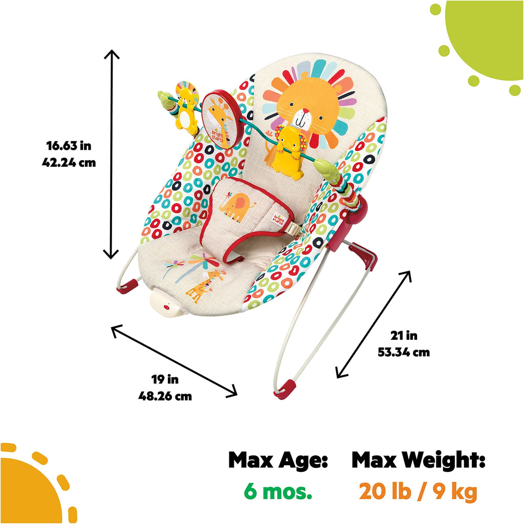 Bright Starts Portable Baby Bouncer Soothing Vibrations Infant Seat with Removable-Toy-Bar, 0-6 Months 6-20 lbs (Playful Pinwheels)