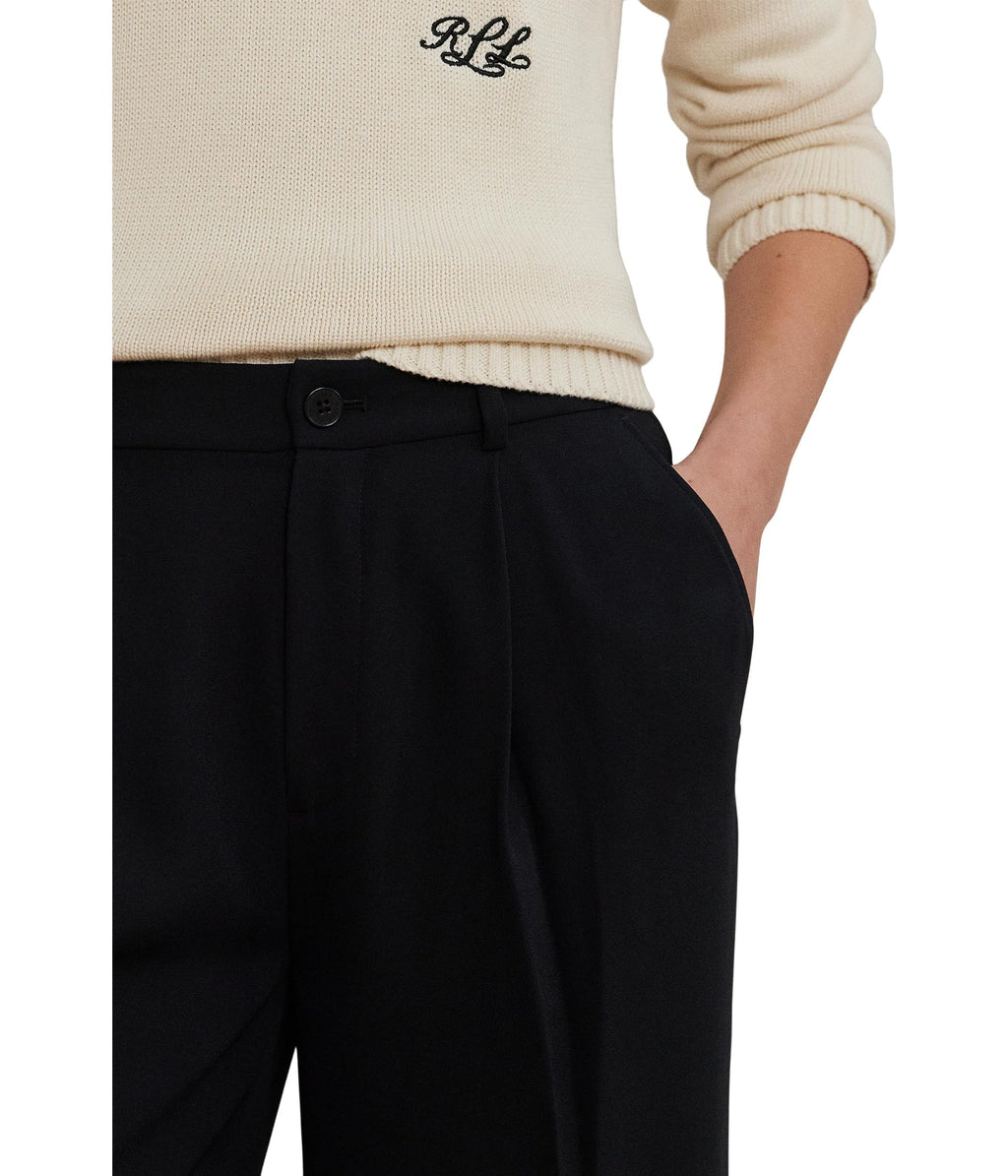 Lauren Ralph Lauren Women's Double-Faced Georgette Wide-Leg Pants Black 14 Inseam: 31.75''