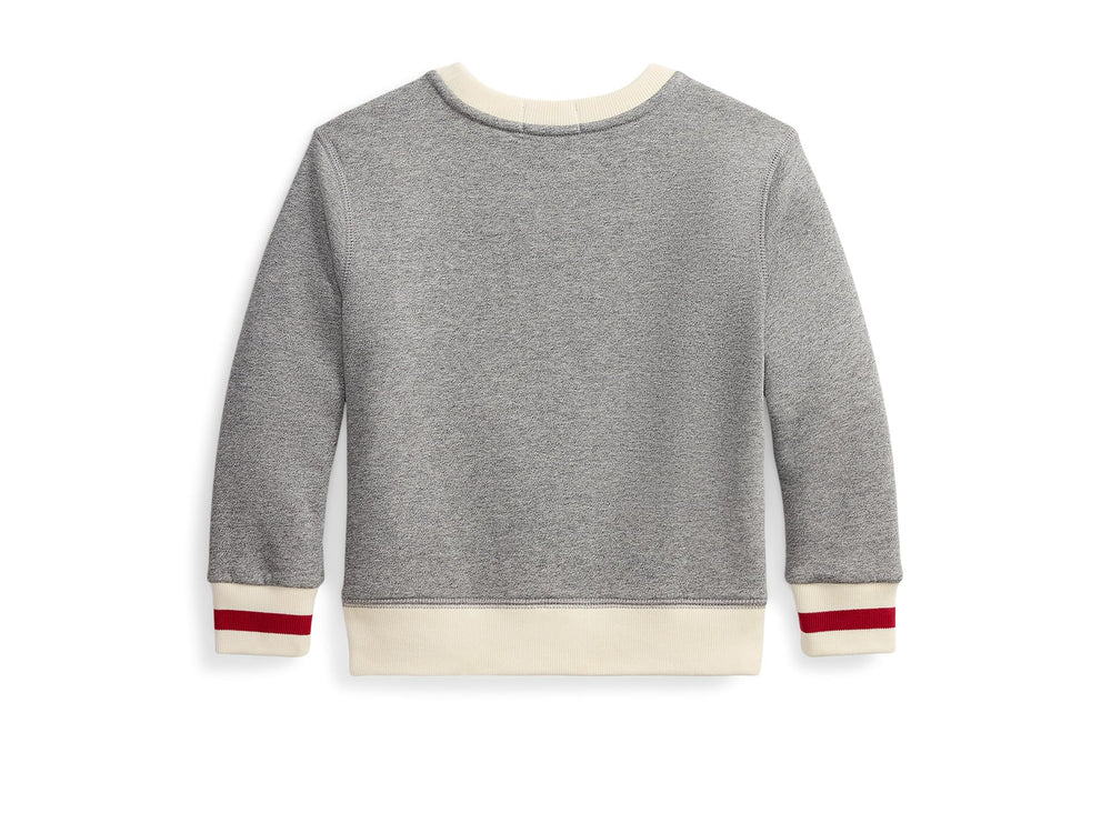 POLO RALPH LAUREN Boys, Polo Bear Fleece Sweatshirt (Big Kid), HOL25 Bear Vintage Pepper Heather, X-Large, Big Kid