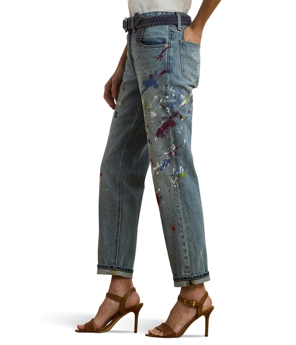 Lauren Ralph Lauren Womens Print Boyfriend Tapered Ankle Jeans Alicia Wash 12 Inseam: 28