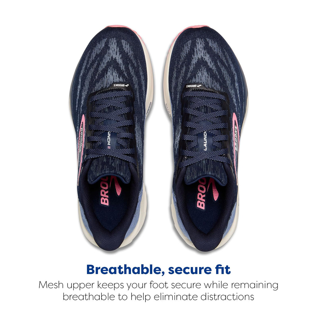 Brooks Women’s Launch 11 Neutral Running Shoe - Peacoat/Blue/Peach - 8.5 Medium