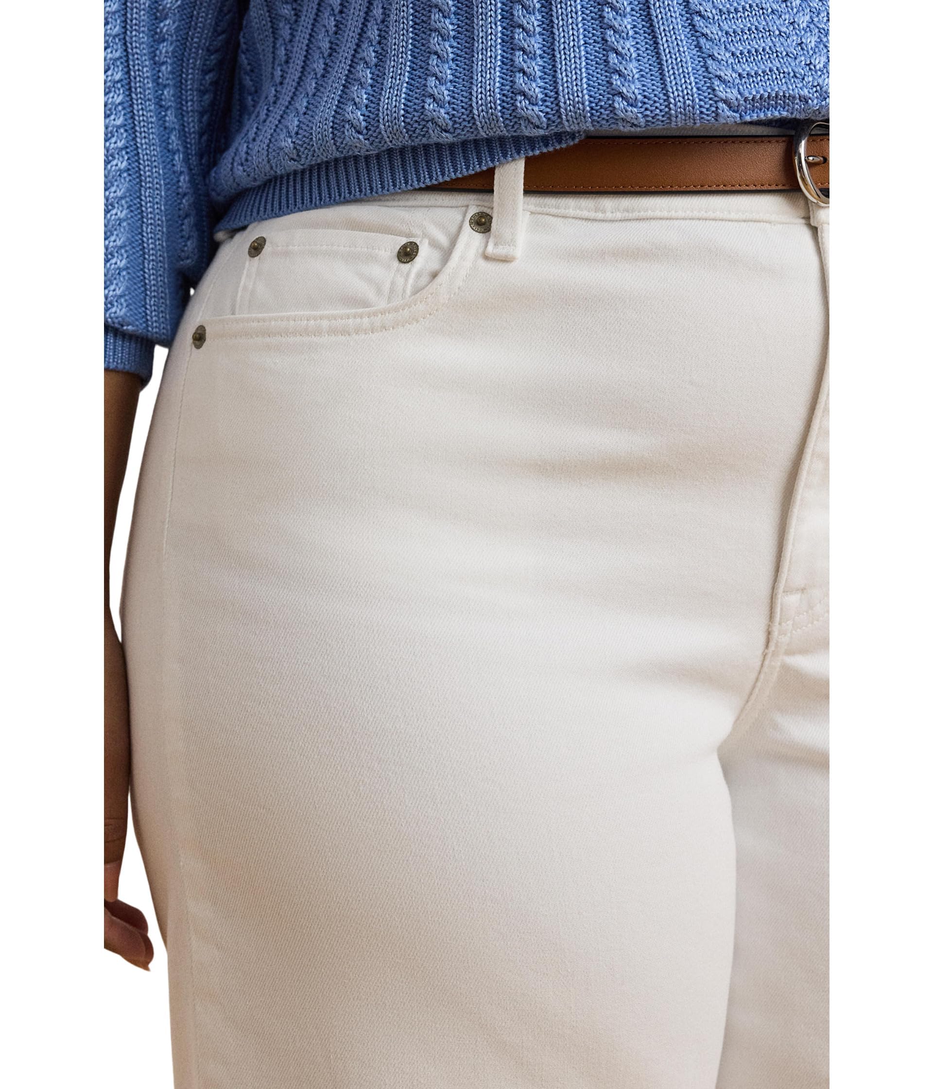 Lauren Ralph Lauren Women's Plus Size High-Rise Wide-Leg Cropped Jeans White Wash 22