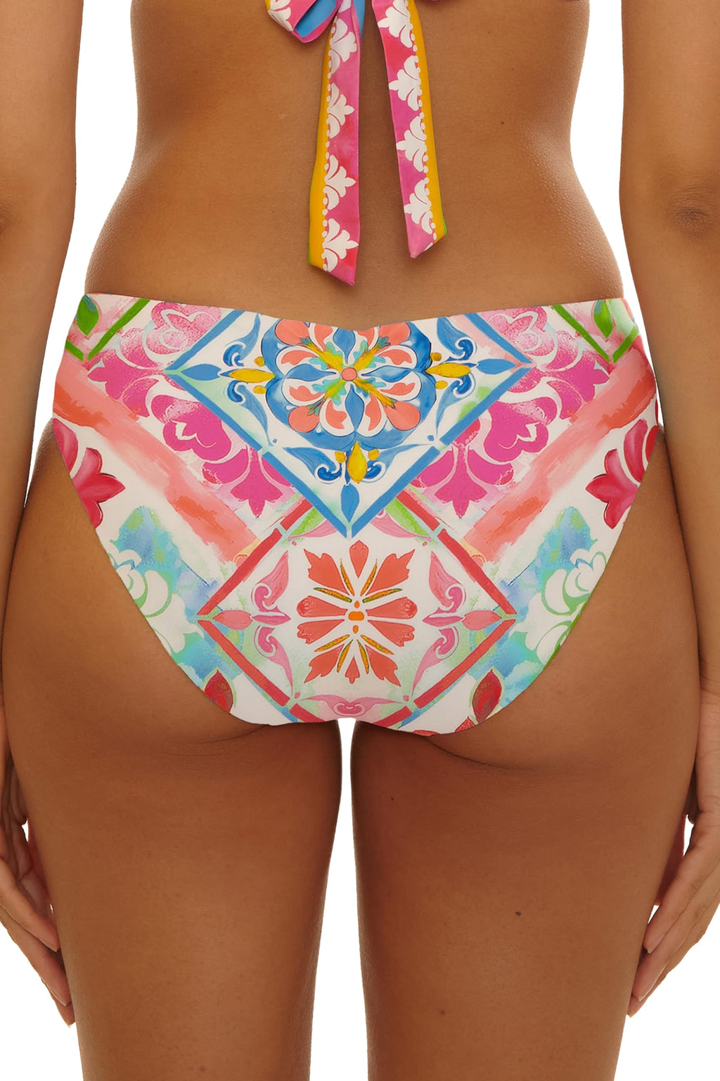 BECCA Mijas - Women's American Tab Bikini Bottom, Cheeky Coverage, Swimwear Separates for Women, Multicolor, Medium