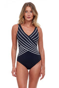 Gottex Women’s Embrace Black V-Neck Surplice One Piece Swimsuit - Soft Cups, Tummy Control and Back Lining Swim Essential