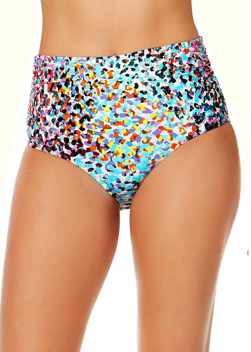 Anne cole Sunset Dot Fold Over High Waist Shirred Bikini Swim top and Bottoms